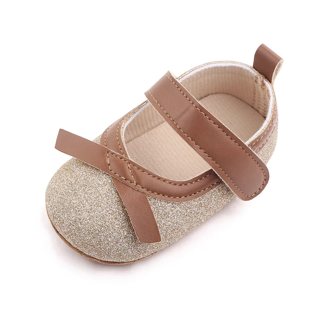 Baby Girls First Walking Shoes 0-18 Months Soft Sole Non Slip Thermoplastic Rubber Soles Polyurethane Upper Model 01