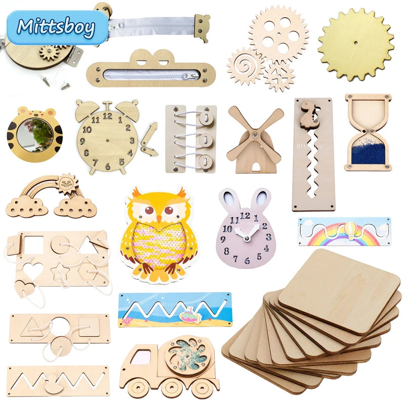 2026 DIY Montessori Busy House Accessories Wooden Educations Toy Square Floor Hourglass Graffiti Slide Educational Toys For Chil