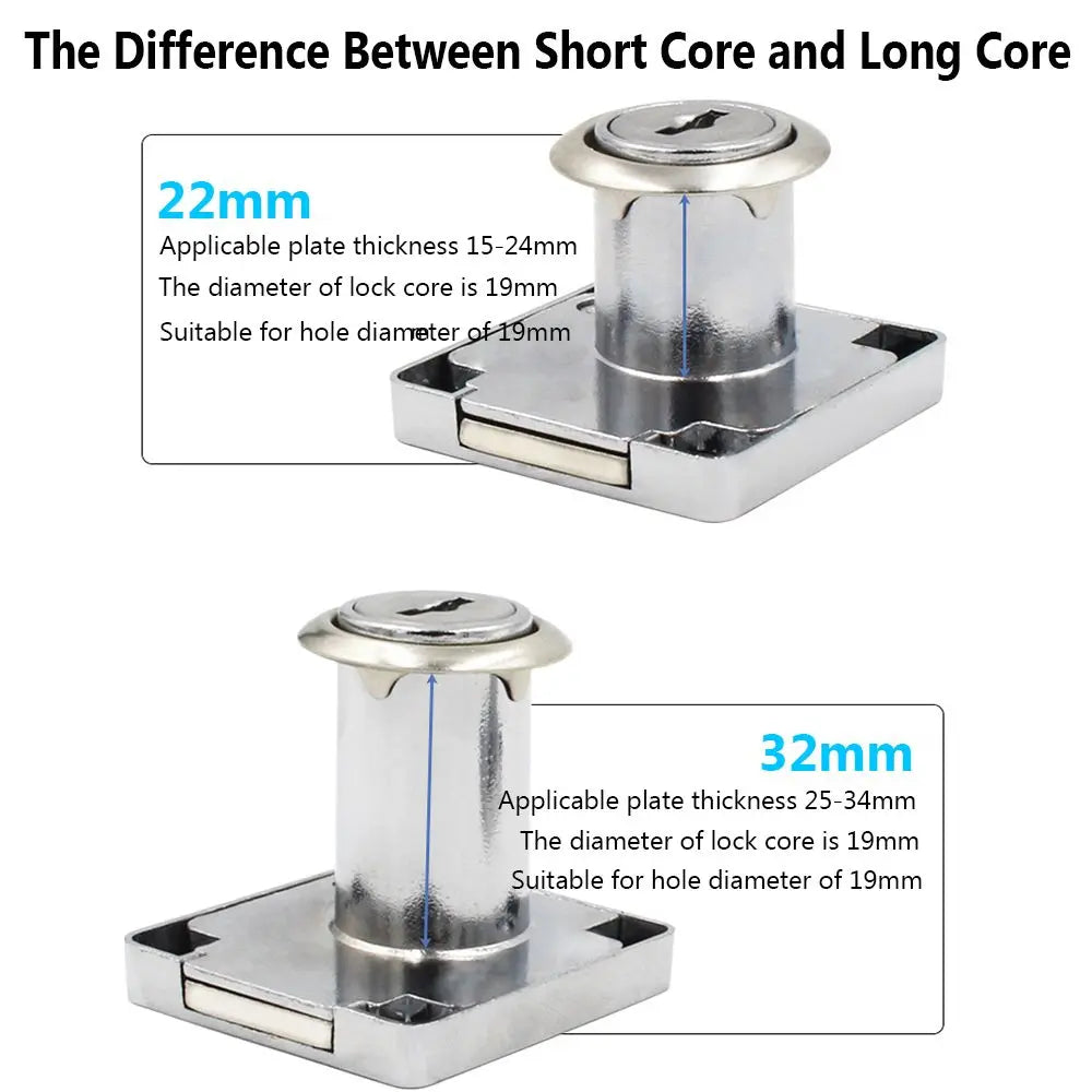 Office Burglarproof Zinc Alloy Cabinet Locker Wardrobe 2 Keys Drawer Lock