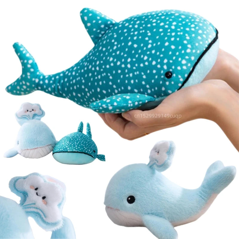 25cm Soft Whale Plush Toys Blue Whale Shark Stuffed Fish Dolls Cute Ocean Animal Plushies Children's Room Decor Xmas Gift