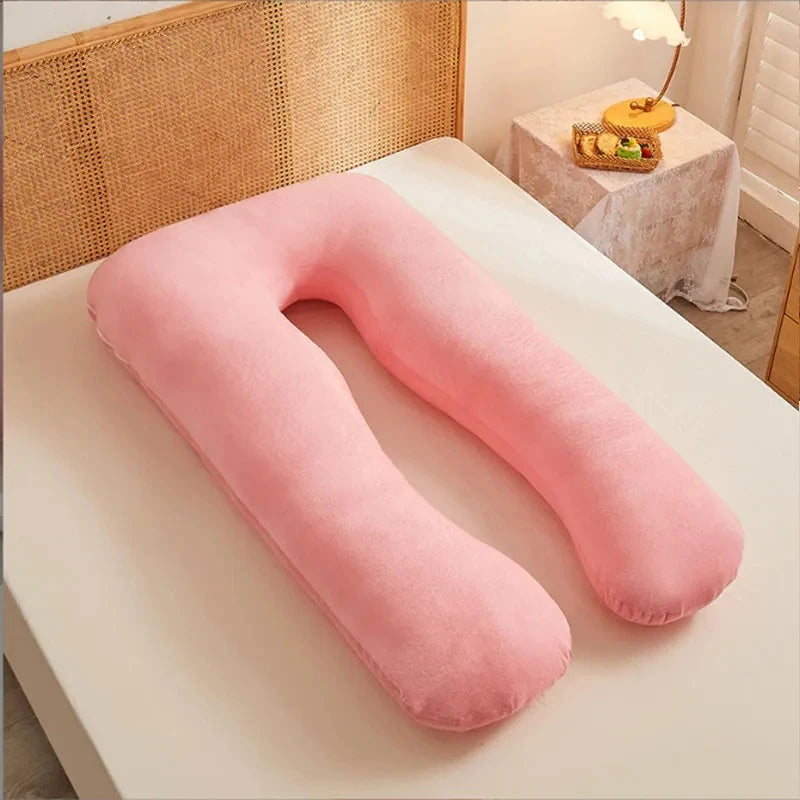 Solid Color Removable Washable Maternity Pillow Pregnancy Waist Protection Pillow Crystal Velvet Pregnancy Support Belly Pillow