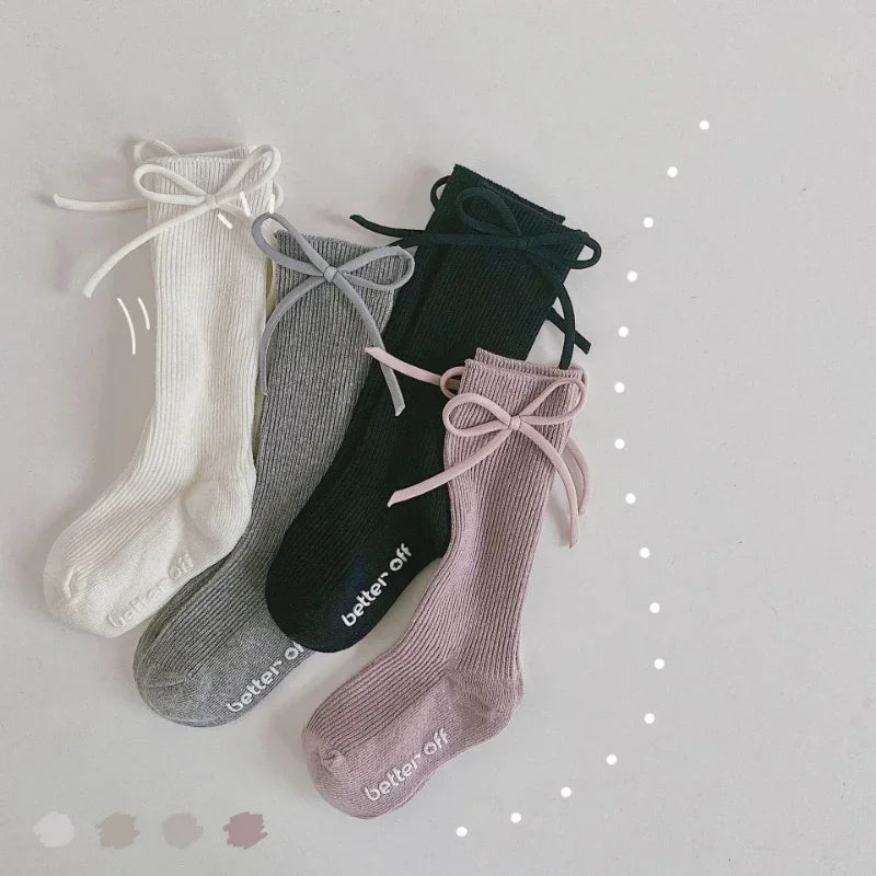 Spring And Autumn New Korean Version Of The Cute Bow Cotton Breathable Children's Non-slip Mid-calf Socks Girls Princess Socks