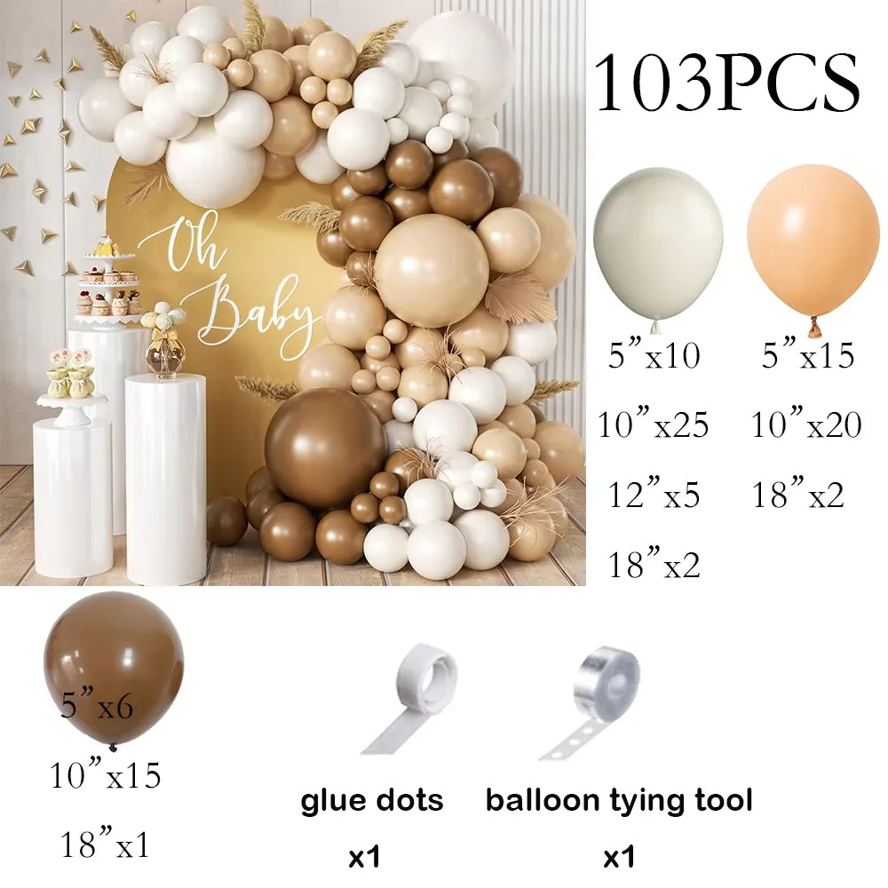 Balloon Arch Kit Nude White Sand With Gold Balloons For Birthday Party Baby Shower Wedding Graduation Decoration