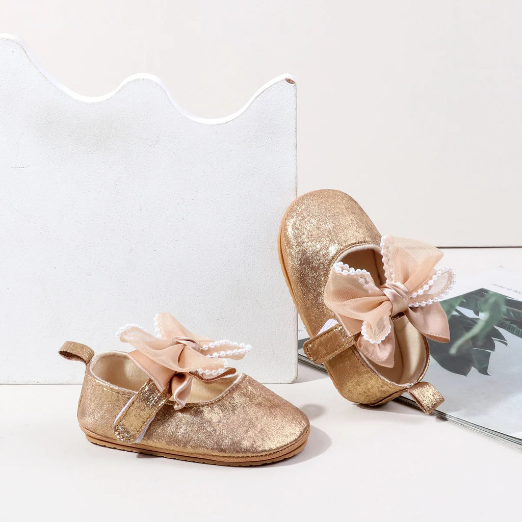 Spring And Autumn 0-18 Months Newborns Wearing Outward Walking Shoes With Durable Soft Sole And Non Slip Princess Shoes