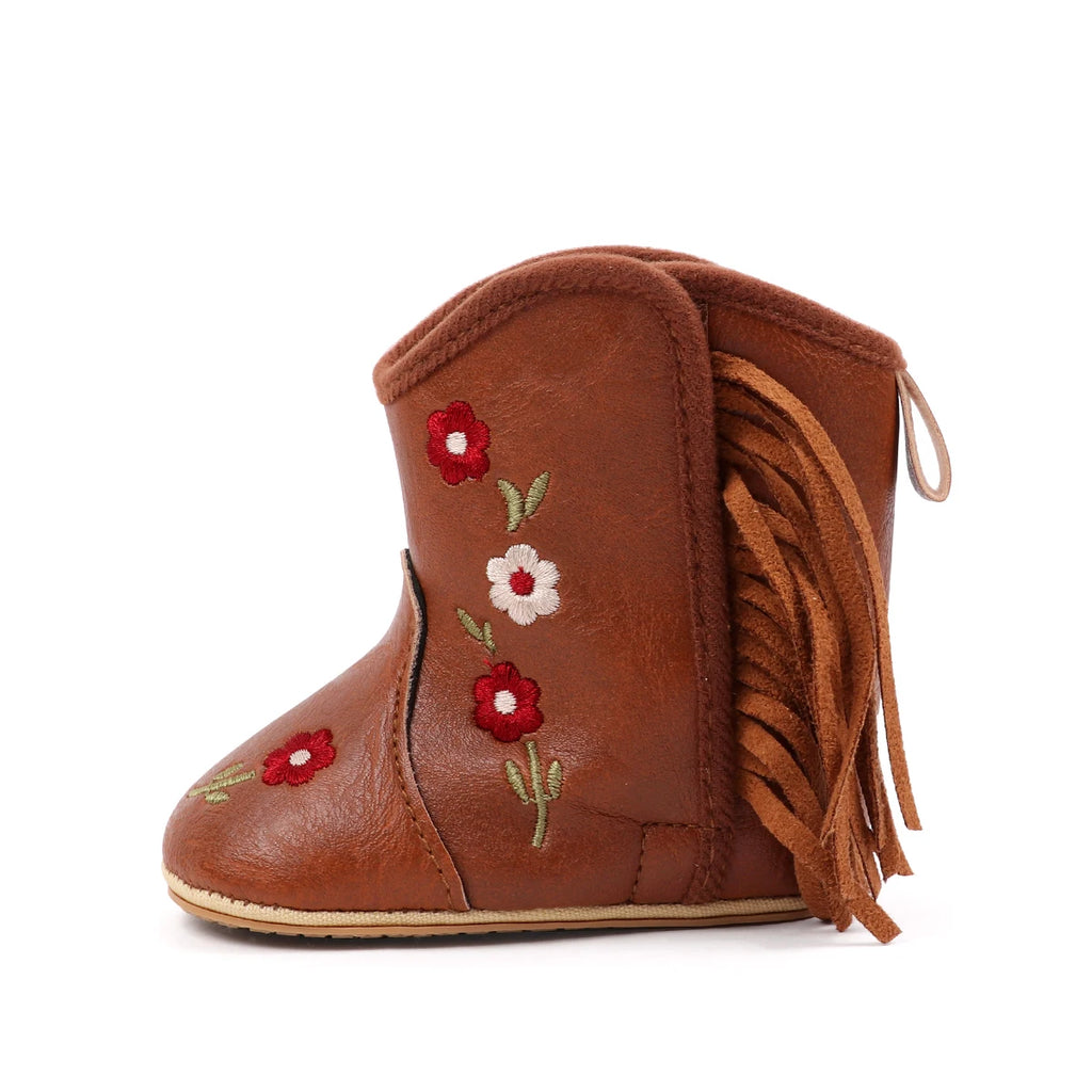 Fashionable And Popular Baby Shoes Western Denim Midsole Boots Autumn And Winter Warm And Anti Slip Casual Walking Shoes