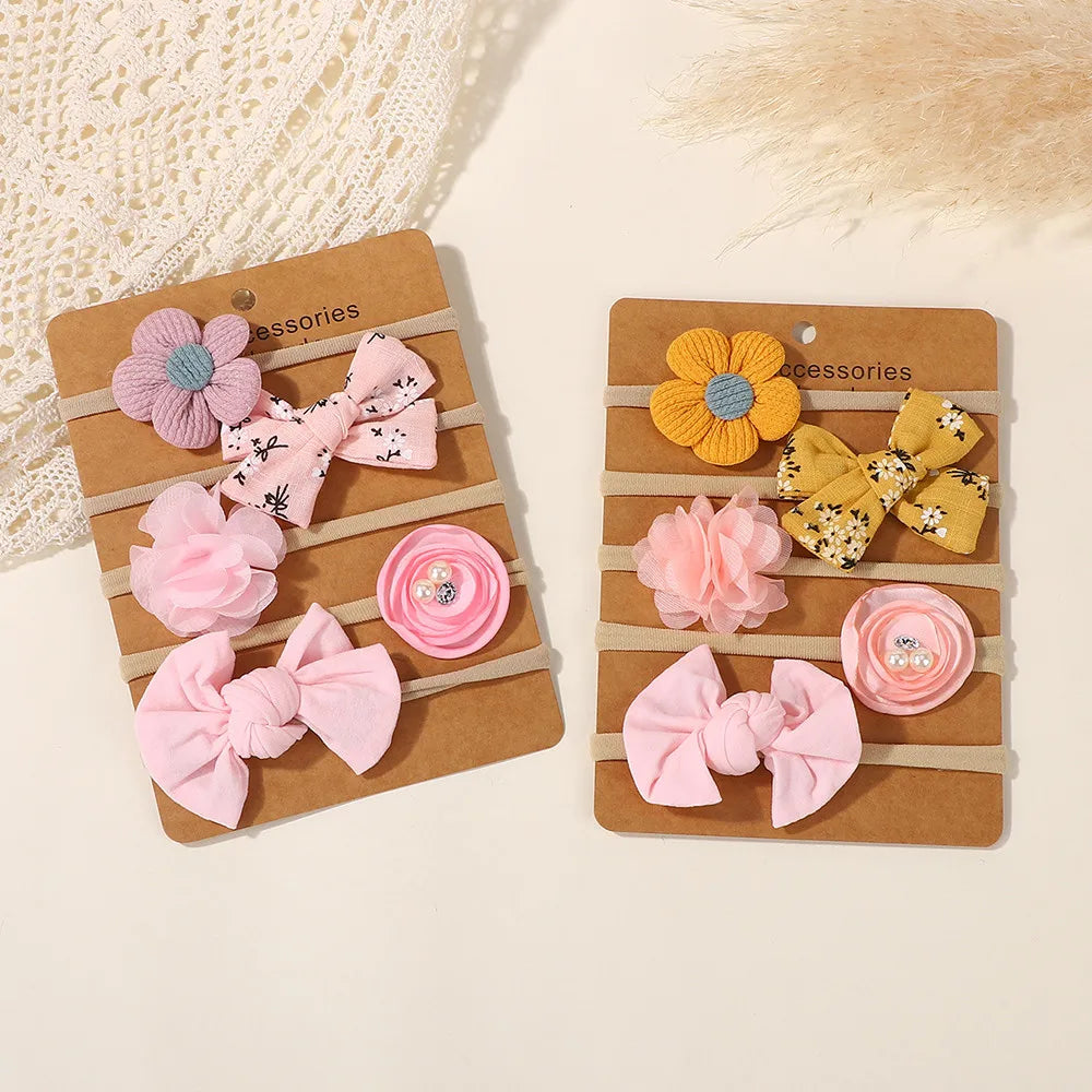 5Pcs/Set Cute Bowknot Hairbands Baby Headband Girls Newborn Flower Boutique Headdress Handmade Hair Accessories