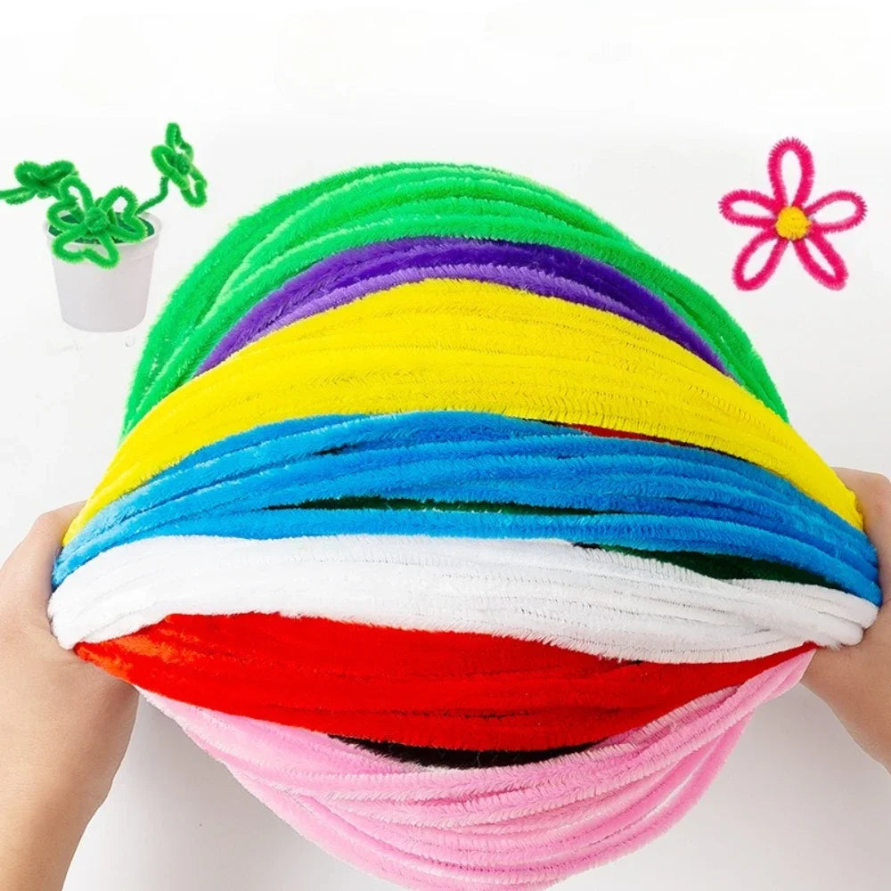 100-1500Pcs Colorful Chenille Stems DIY Strips Twist Bar Wire Handcraft Twisting Decorations Pipe Cleaners Plush Craft Supplies
