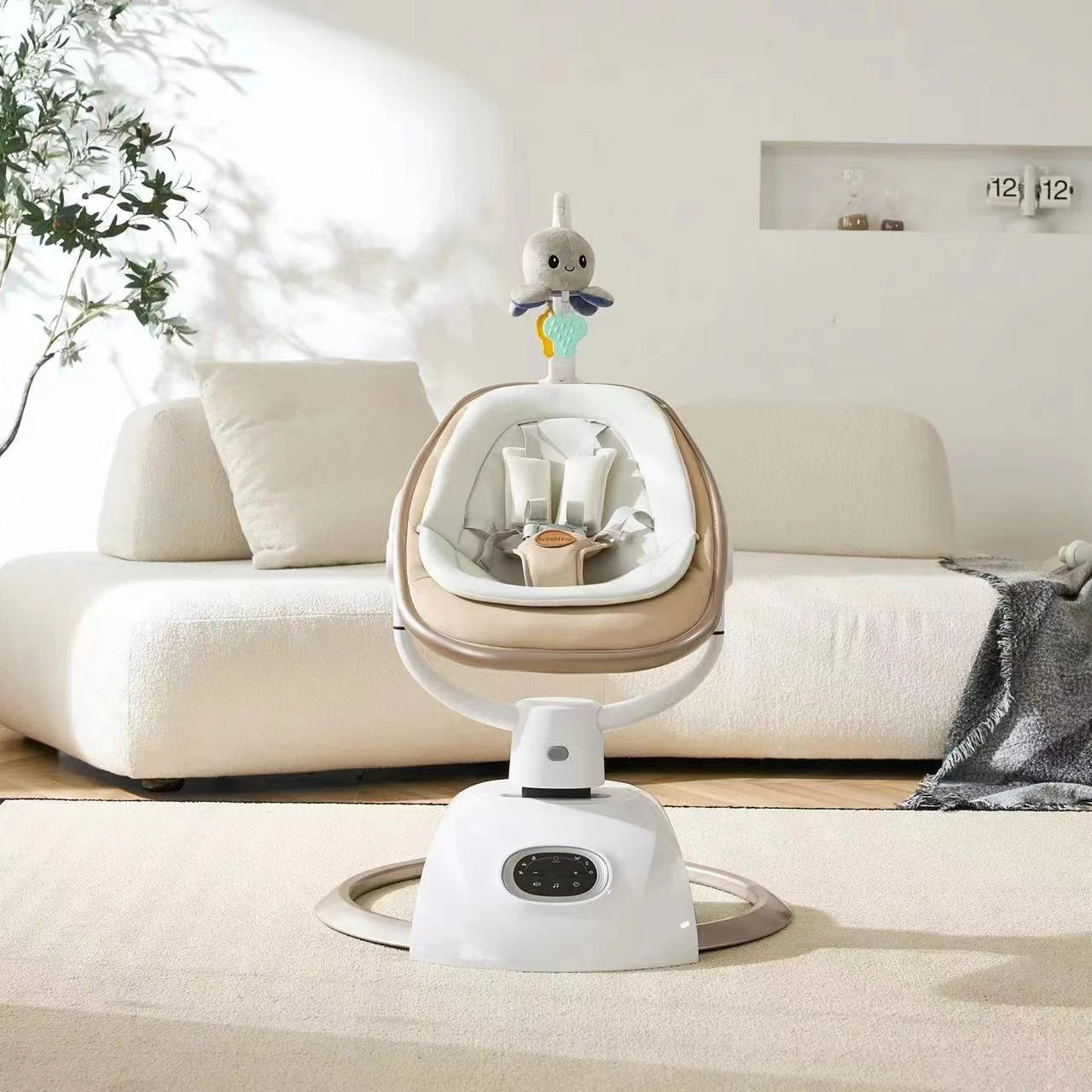 Electric Baby Swing - 360° Rotating Cradle with App Control
