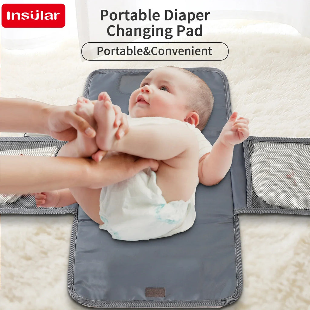 INSULAR Foldable Nappy Changing Cushion 3-Layer Waterproof Diaper Changing Mat Multi-Purpose Convenient Baby Care Product for Ki