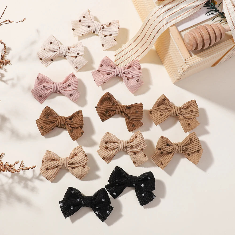 6/12Pcs Polka Dot Bow Hair Clips for Kids Toddler Baby Girl Bowknot Hairpin Set Lovely Hair Accessories Gift Wholesale