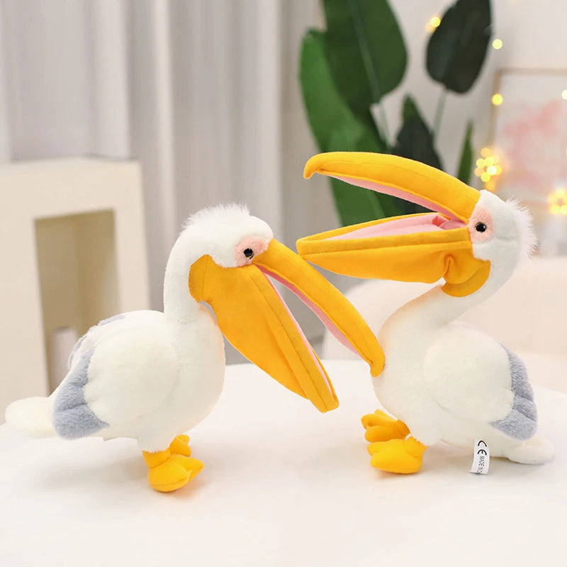 New Cartoon Pelican Plush Toys Realistic White Pelican Stuffed Bird Animal Soft Dolls Promotional Cheap Christmas Birthday Gifts