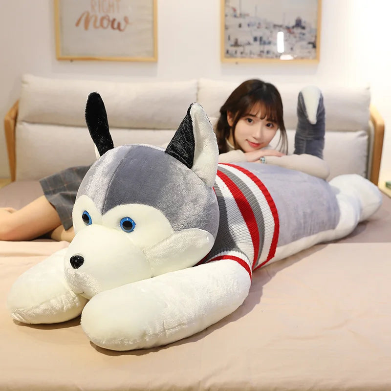 Hot New Huggable Giant Dog Plush Toy Soft Stuffed Husky Long Pillow Cartoon Animal Doll Sleeping Cushion Home Decor Kids Gift