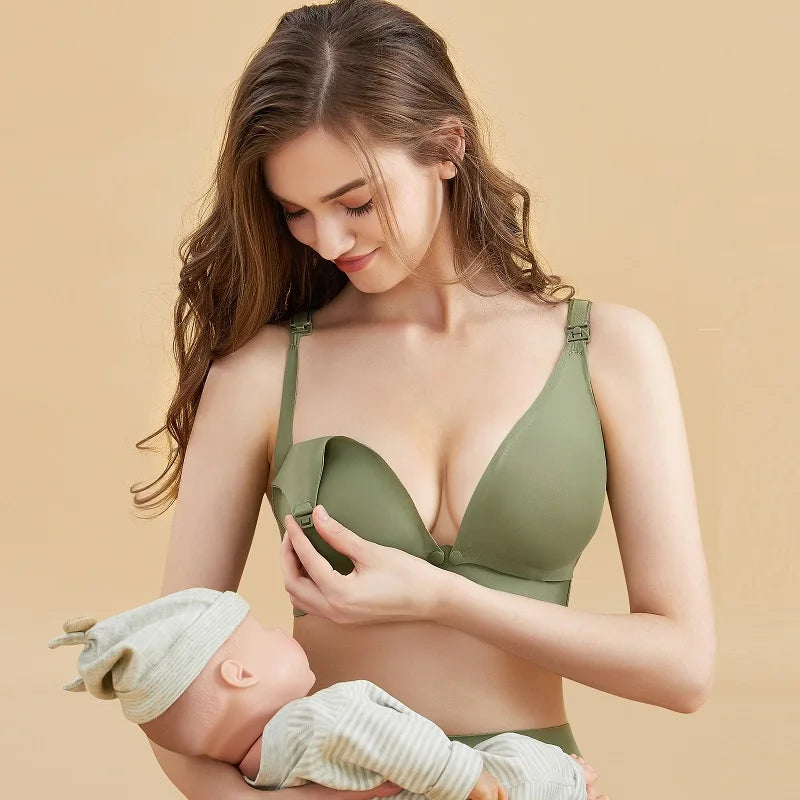 Comfortable Seamless Breast Feeding Bra Wire Free Nursing Bra Front Opening Maternity Special Breastfeeding Underwear Breathable