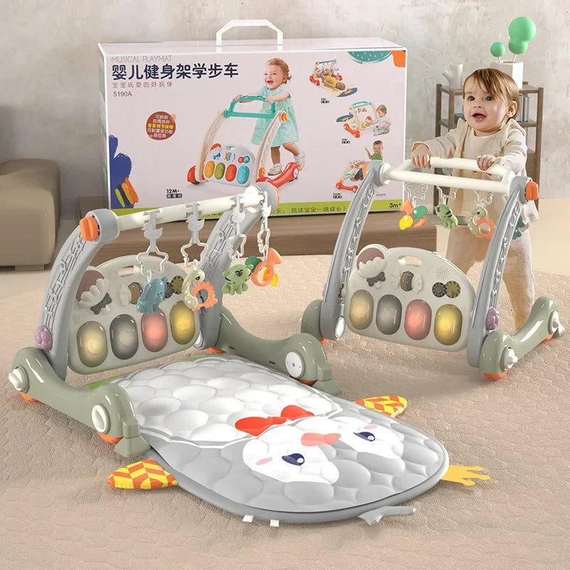 Fitness Rack Pedal Piano Fitness Frame Multifunctional Gyms & Playmats 3 in 1 Baby Walker Early Education Activities for Baby