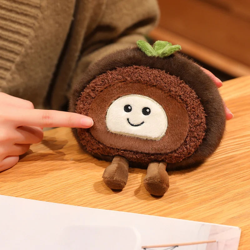 New Kawaii Smile Swiss Roll Plush Toys Soft Stuffed Cartoon Dessert Doll Delicate Mini Desktop Decor Lovely Gift To Girlfriend