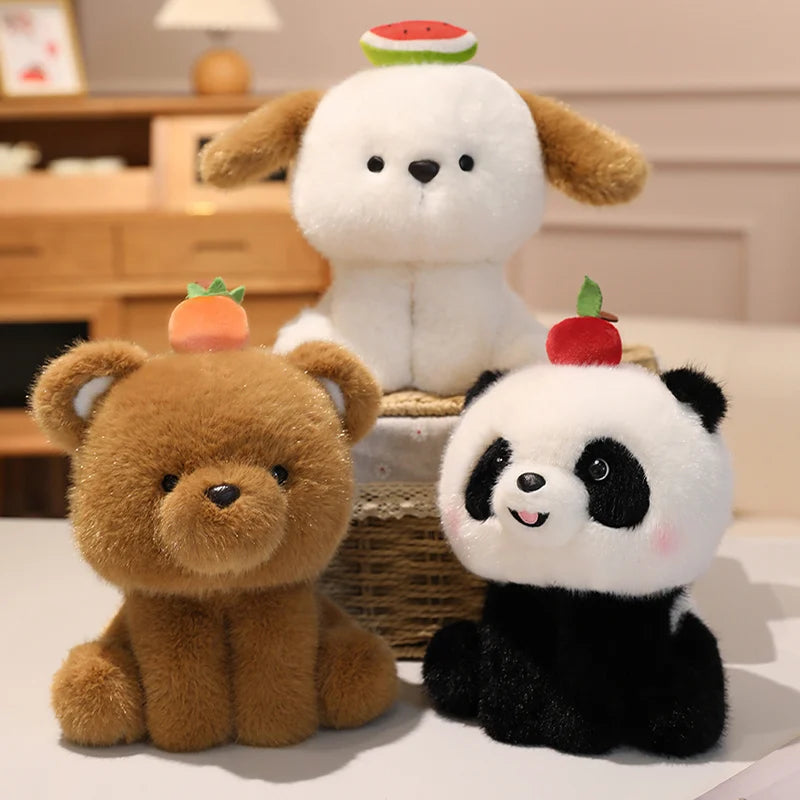 Sitting Cartoon Stuffed Animal Dolls Plush Toys - Dog Panda Bear Cow Elephant Designs - Lovely Pillow for Birthday Gift And