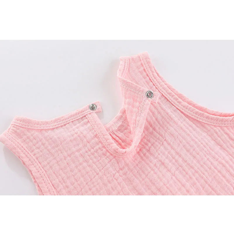 2-Pieces Cartoon Baby Girls Bodysuits Newborn Onesies Summer Sleeveles Infant Clothes