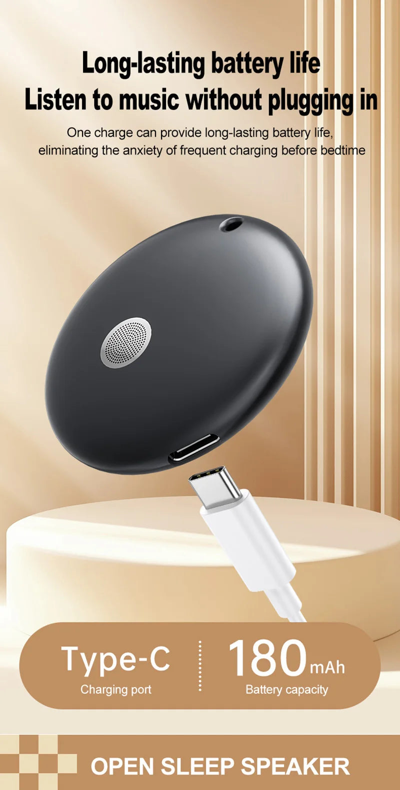 Lenovo Mini Portable Bedside Sleep Speaker With High-definition Sound Quality White Noise Intelligent Pillow Under Speaker