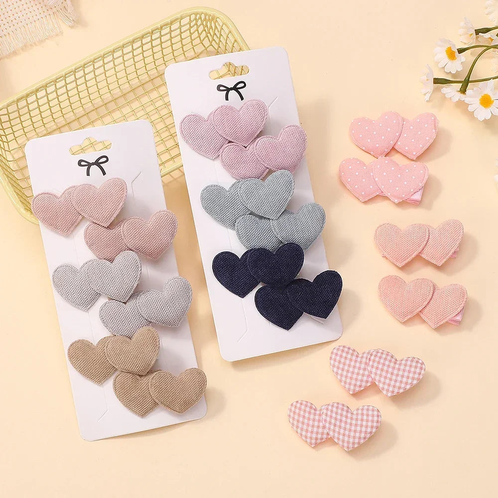 6Pcs Heart Designs Sweet Hair Clips Cute Headwear Mini Clips Kids Girls Outdoor Wear Lovely Hair Accessories Gifts