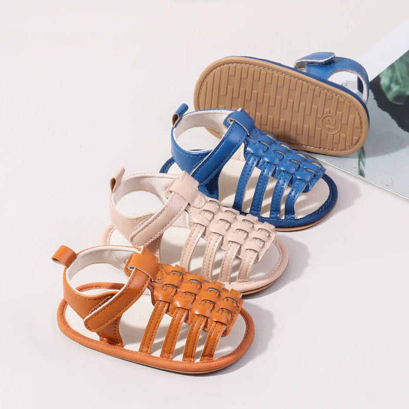 New Baby Sandals For 0-2 Years Old Boys And Girls Leather Surface And Rubber Sole Anti-slip Shoes Baby Indoor Walking Shoes