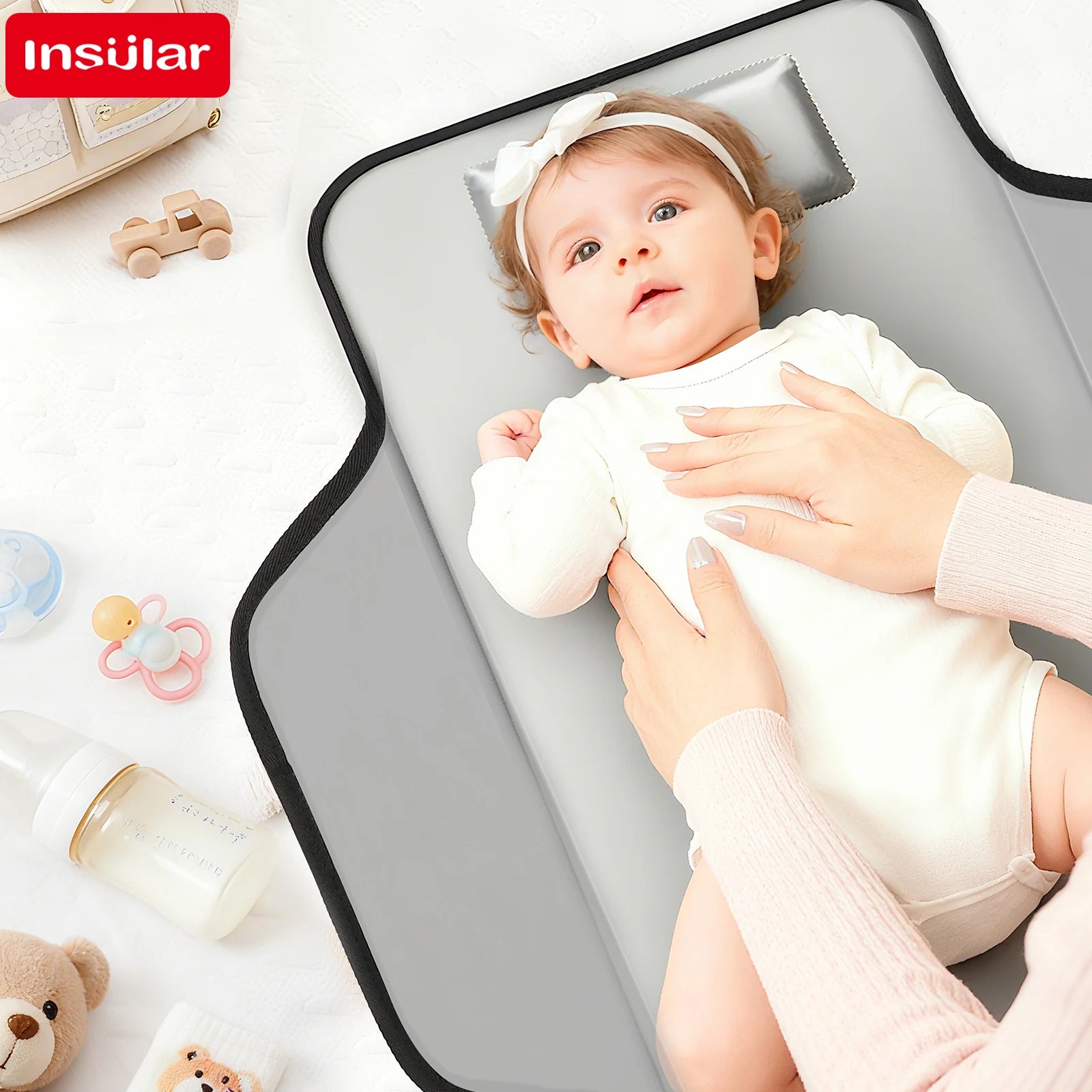 Portable Baby Diaper Mat Foldable Waterproof Cushion Multifunctional Changing Pad Travel Easy Storage Polyester Fiber