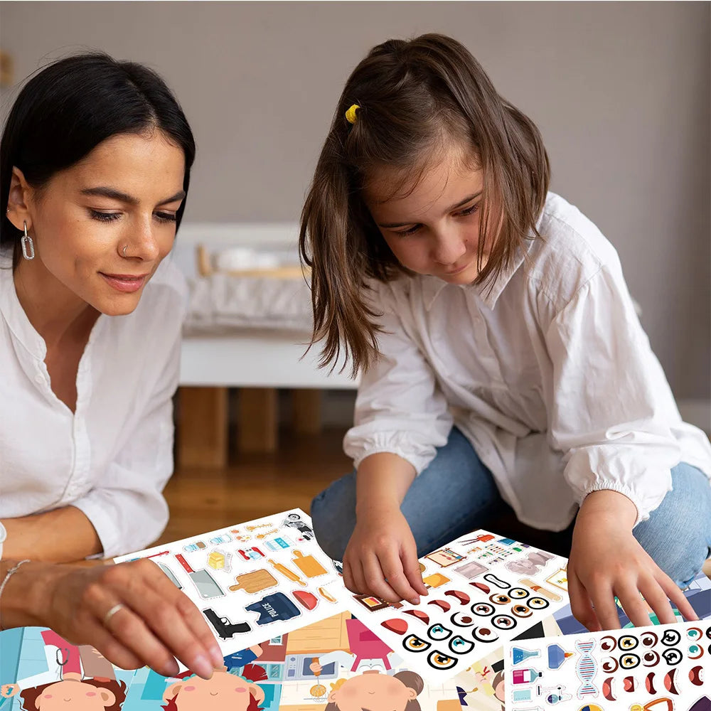 Make a Face DIY Animal Princess Dinosaur Jigsaw Stickers Kids Puzzle Games Funny Cartoon Educational Craft Stickers Toy For Baby