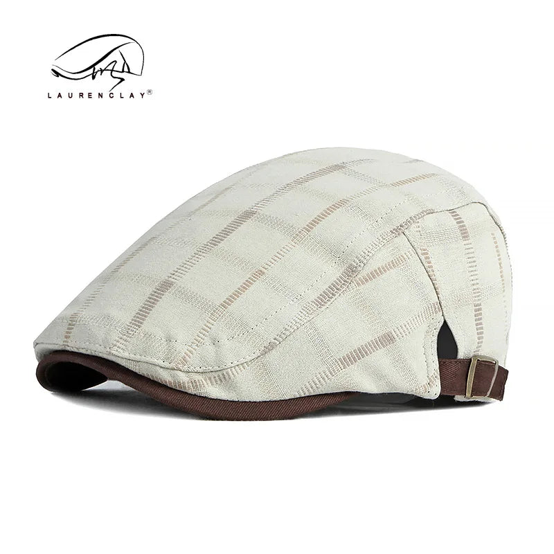 Casual Unisex Duckbill Hat Headwear With Plaid Pattern Painter Beret Style Summer Brit Classic Model DKH01