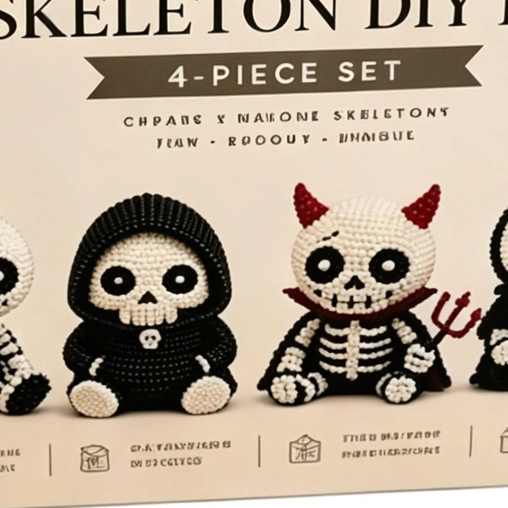 Beaded Skeleton Craft Kit Halloween Toy with Instruction Mini 3D Beaded Skeleton Crafting Set for Home Party Classroom School