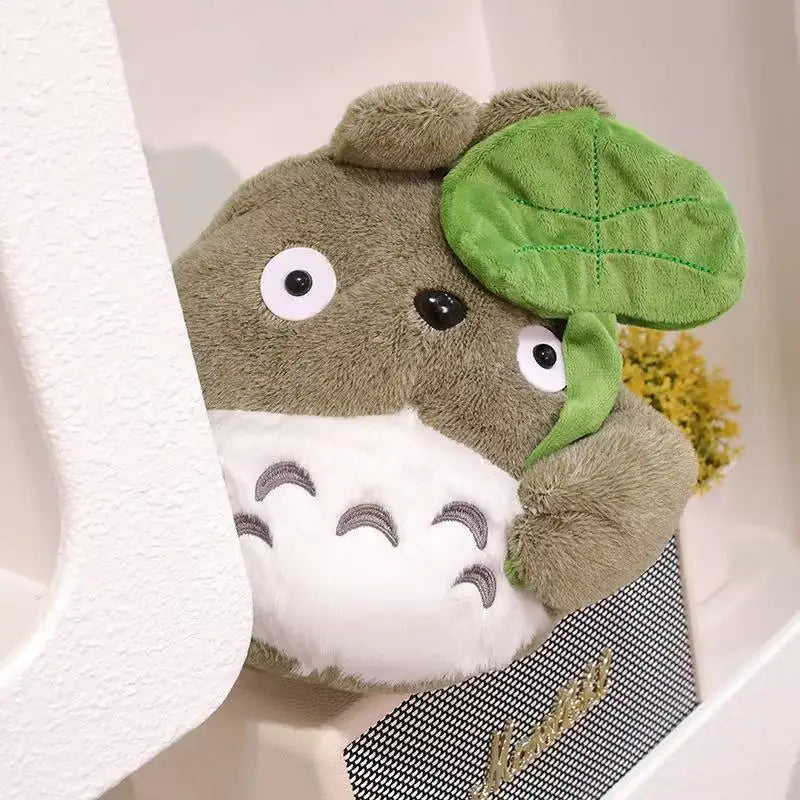 Hot Cartoon Totoro Hold Lotus Leaf Plush Toy Kawaii Japanese Style Figure Doll Stuffed Chinchilla Plushies Birthday Gifts Girl