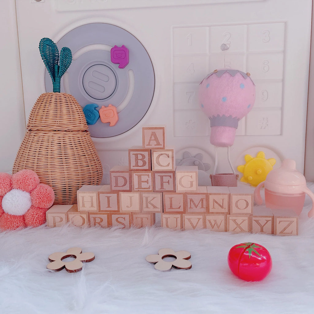 Ns Nordic Style Three-Dimensional Wooden Block Ornaments with 26 English Letters, Can Be Combined to Form Names, Home Crafts Ornaments, Wedding Photography Props