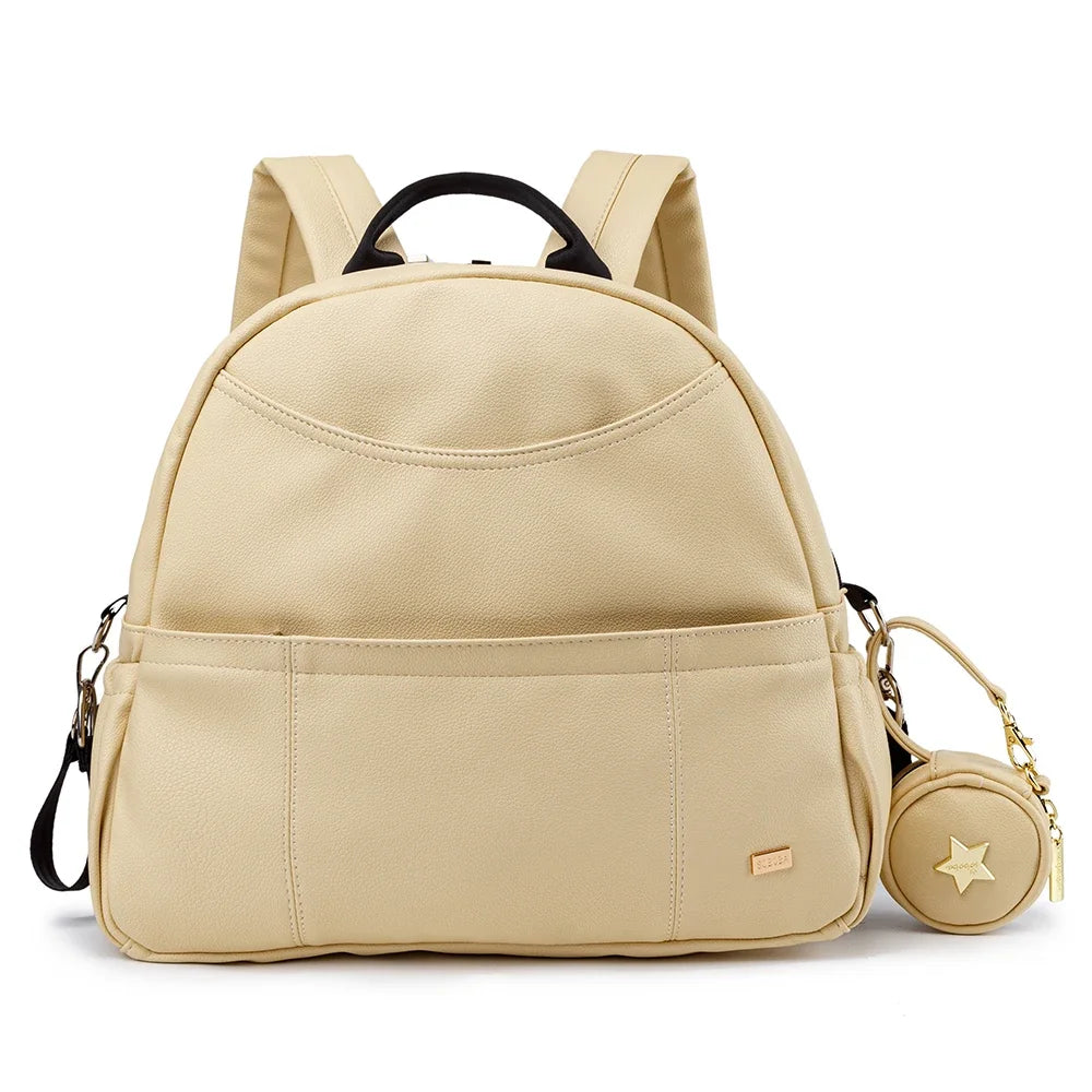 New Fashion Diaper Backpack for Baby Large Capacity PU Black Waterproof Pockets Model DPB01