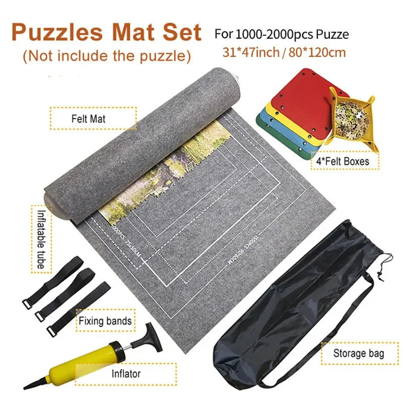 Professional Puzzle Roll Mat Blanket Felt Mat For Up To 1500 2000 3000 Piece Puzzles Portable Travel Storage Bag