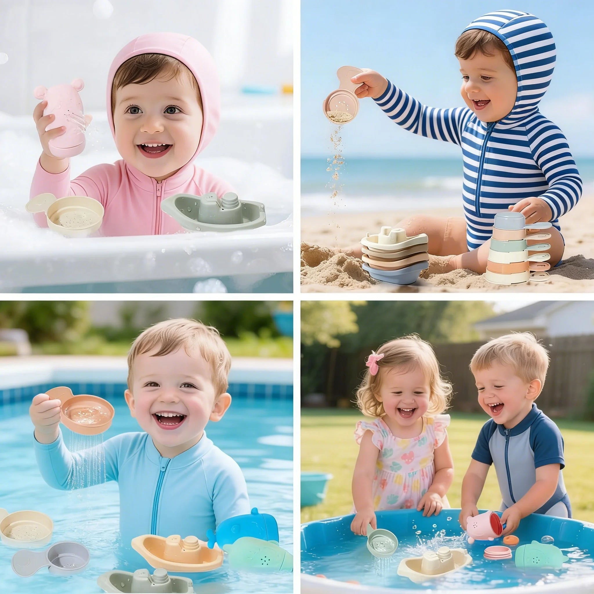 Bath Toys for Kids Ocean Series Bathtub Toys Silicone Bath Toys for Babies Silicone Sprinkler Bathtub Animal Toy