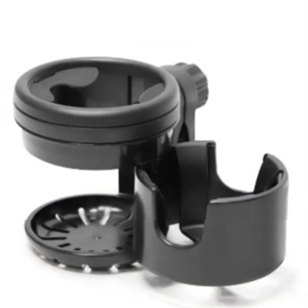 Portable Rotating 2 in 1 Stroller Cup Holder Non-slip Universal Mount Stroller Bottle Rack Black Trolley Drinks Holder Pushchair
