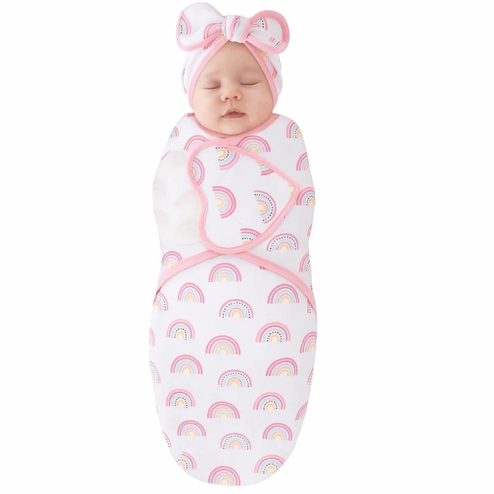 Bowknot Blanket Hat Set Soft Fabric Lightweight Material Newborn Photography Blanket Flower Adjustable Wrap