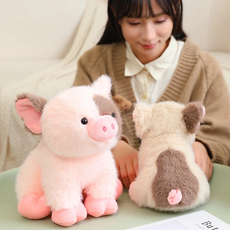 Cute Sitting Animals miniature fragrant pig Cat Soft Plush Dolls Stuffed Lifelike piglet Plushie Baby Toys Gifts For Children