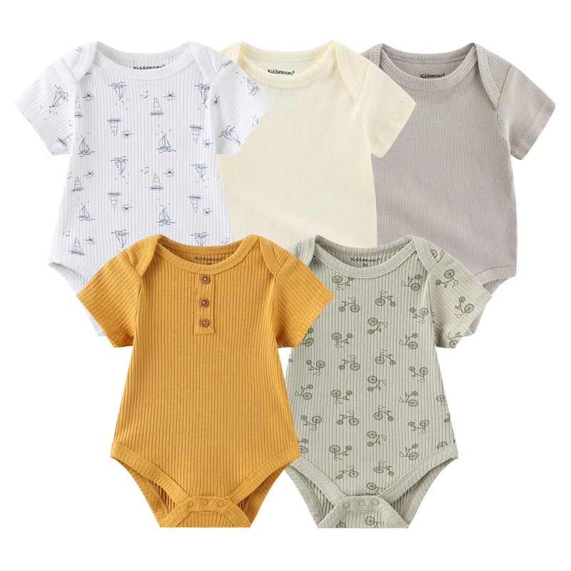 3/4/5 Pcs/Lot Four Seasons Unisex Cartoon Newborn Boy Girl Bodysuits Soft Cute Infant Oneises Clothes Baby Shower Gift
