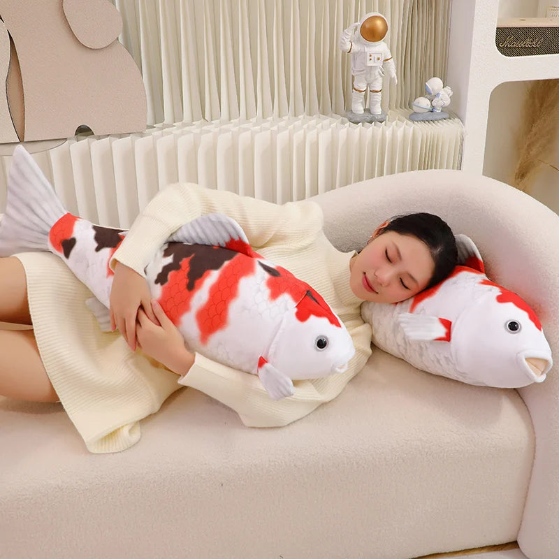 1pc 75CM Simulation Koi Fish Plush Toys Soft Stuffed Cartoon Carp Plushie Pillow For Girls Boys Sofa Home Decor Cushion Gifts