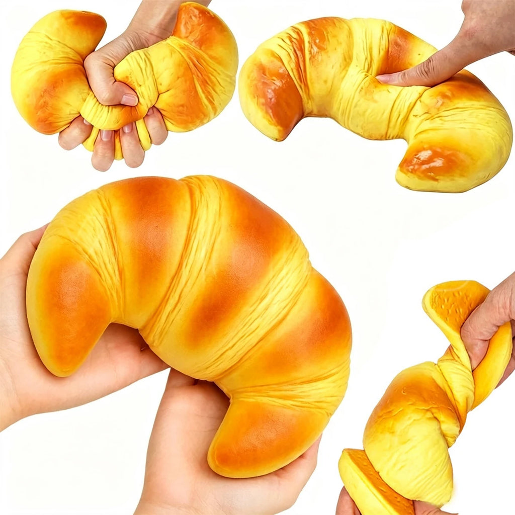 Squishy Croissant Squeeze Toy Slow Rising Sticky Stress Relief Toy Super Soft Food Creative Simulation Bread Anti-anxiety Gifts