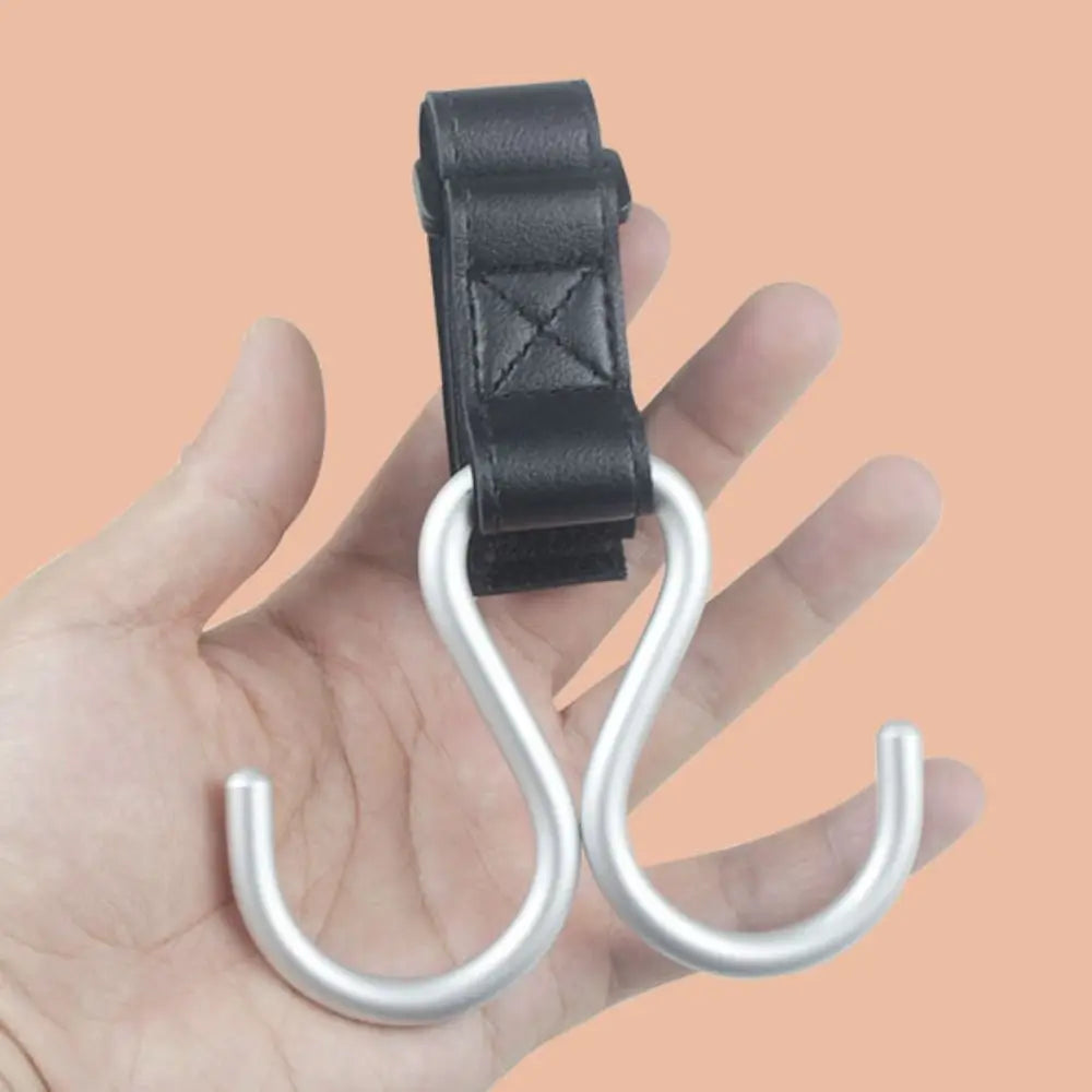 Creative S Shape Baby Stroller Hooks PU Double Hook Hanging Hook Stroller Accessories Solid Color Stroller Accessories Baby