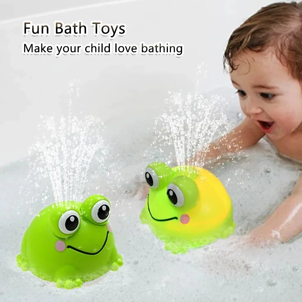 Auto Sensing LED Frog Bath Toy USB Rechargeable Water Spray Play Toy for Kids Baby Shower Gift