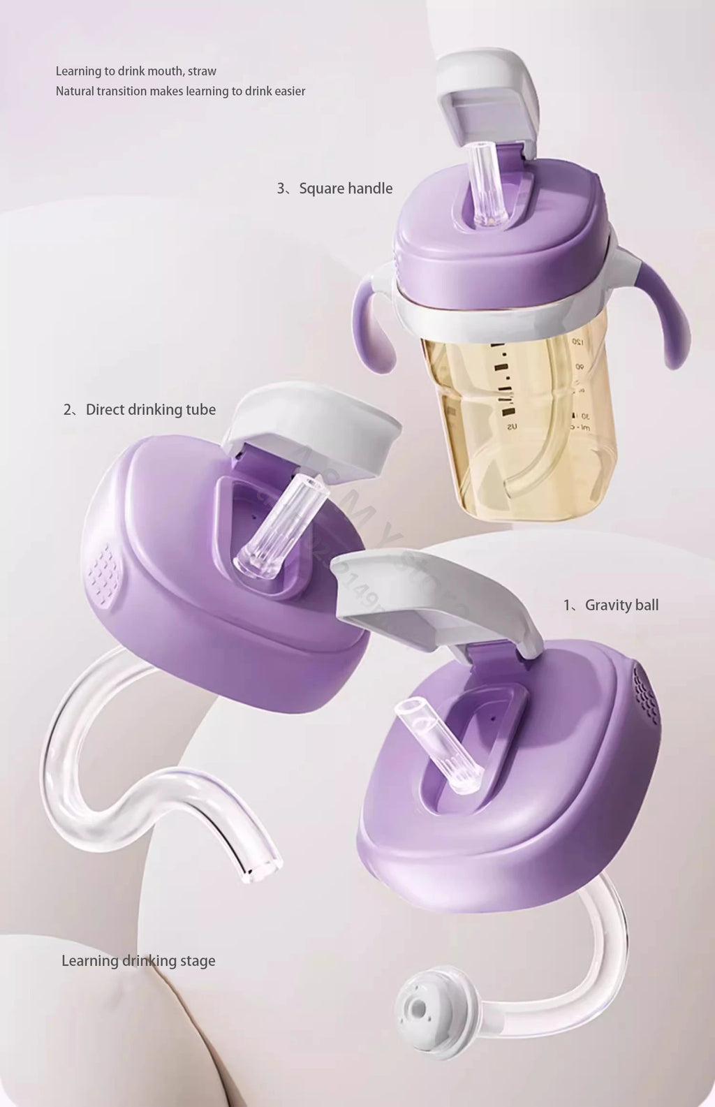 Suitable for hegen bottle accessories/cup cover/handle/nipple/square bottle universal/