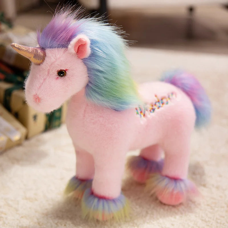 Rainbow Unicorn Plush Doll 32cm Colorful Hair Stuffed Animal For Home Decor And Children's Gift