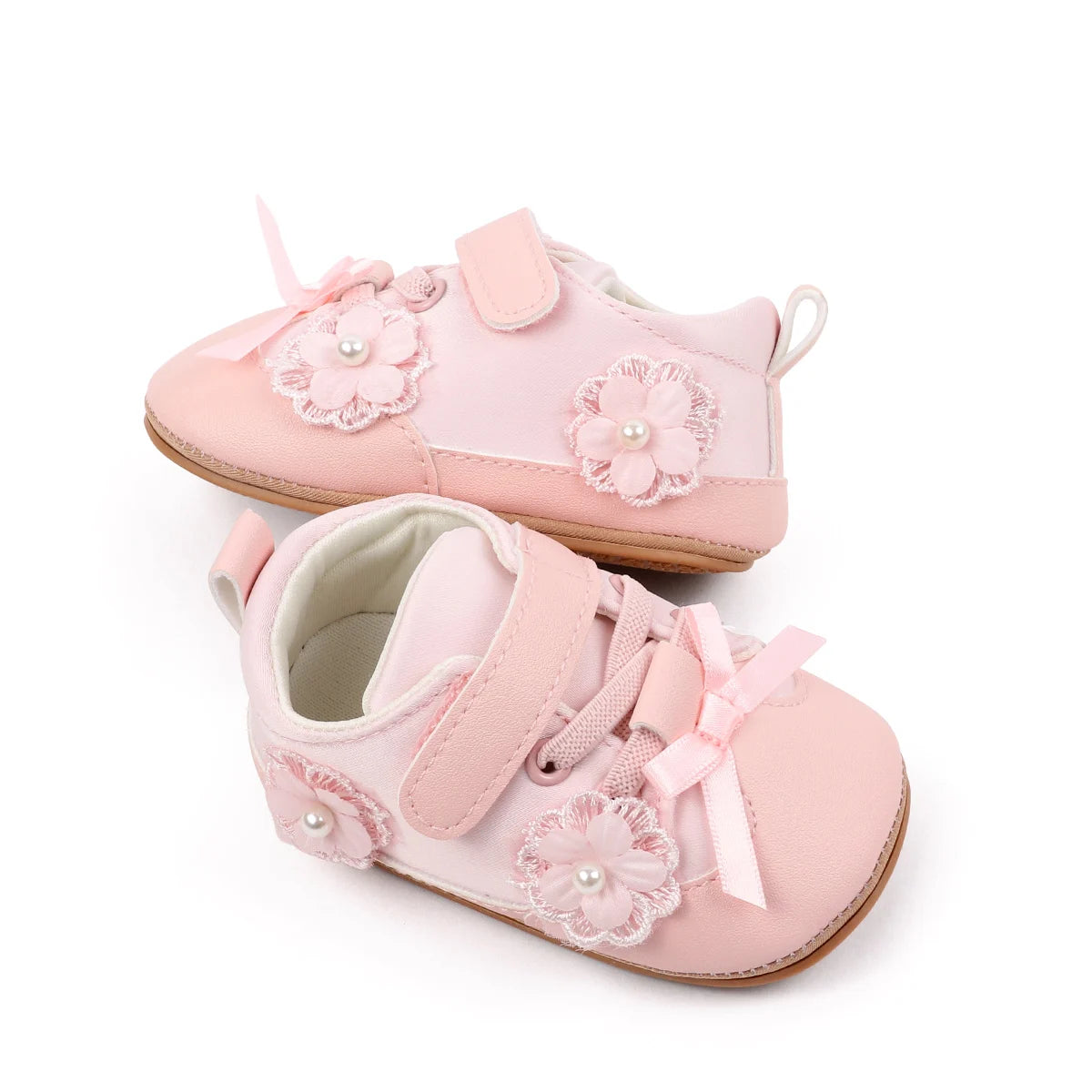Baby Girls First Walking Toddler Shoes For 0-18 Months Spring And Autumn High Quality TPR Sole Four Colors Cute Flower Design