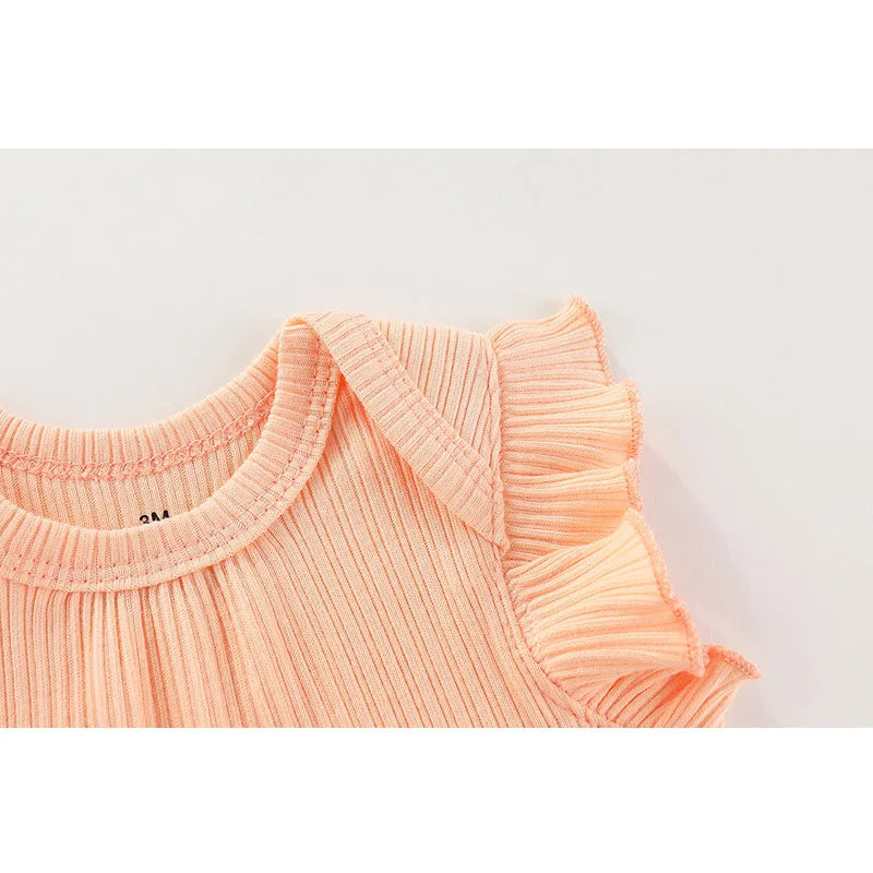 5 Pieces Baby Girl Bodysuits 100%Cotton Short Sleeves Onesies Summer Infant Clothes