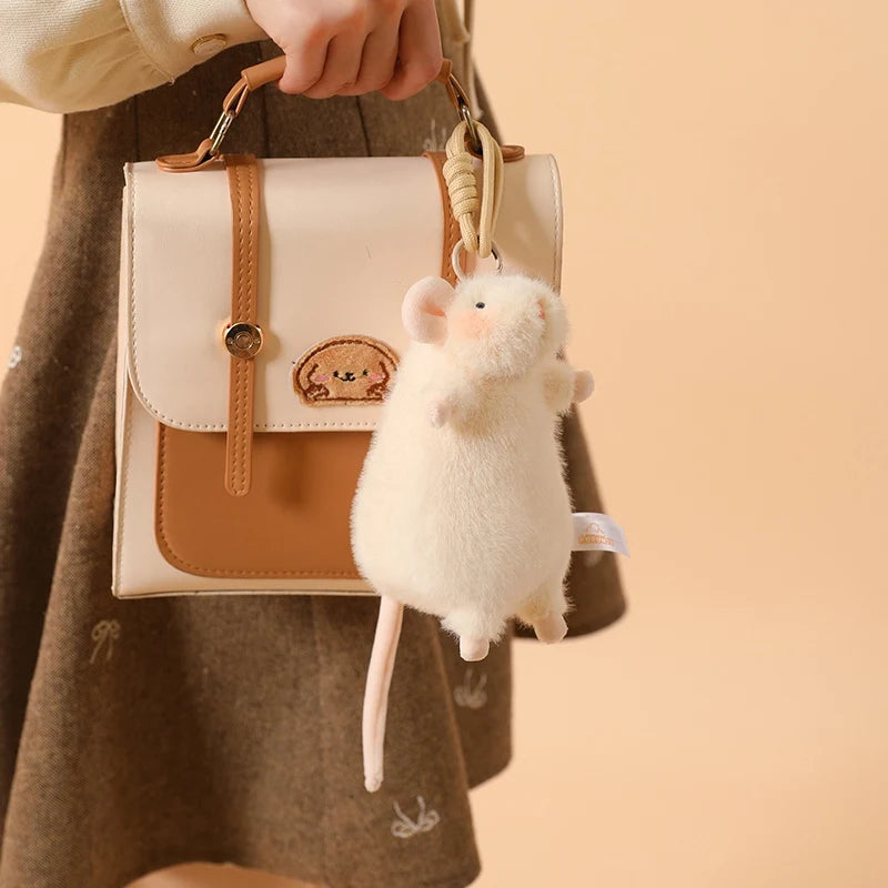 Ncie 1pc 15/21cm Cute Flower Branch Mouse Plush Pendant Kawaii Mouse Backpack Decro Stufffed Animal Happy Birthday Gifts