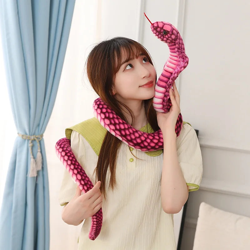 1pc 80/170/240cm Simulated Colorful Cobra Plush Toy Stuffed Animals Snakes Plushies Doll Funny Spoof Joke Soft Toys Home Decor