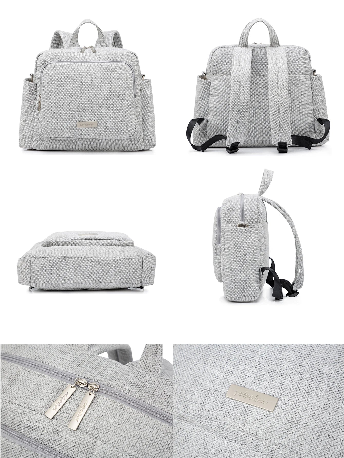 Soboba 2023 New Diaper Bags for Mother Waterproof Large Capacity Solid Polyester Diaper Backpacks Travel Bag for Newborn Baby