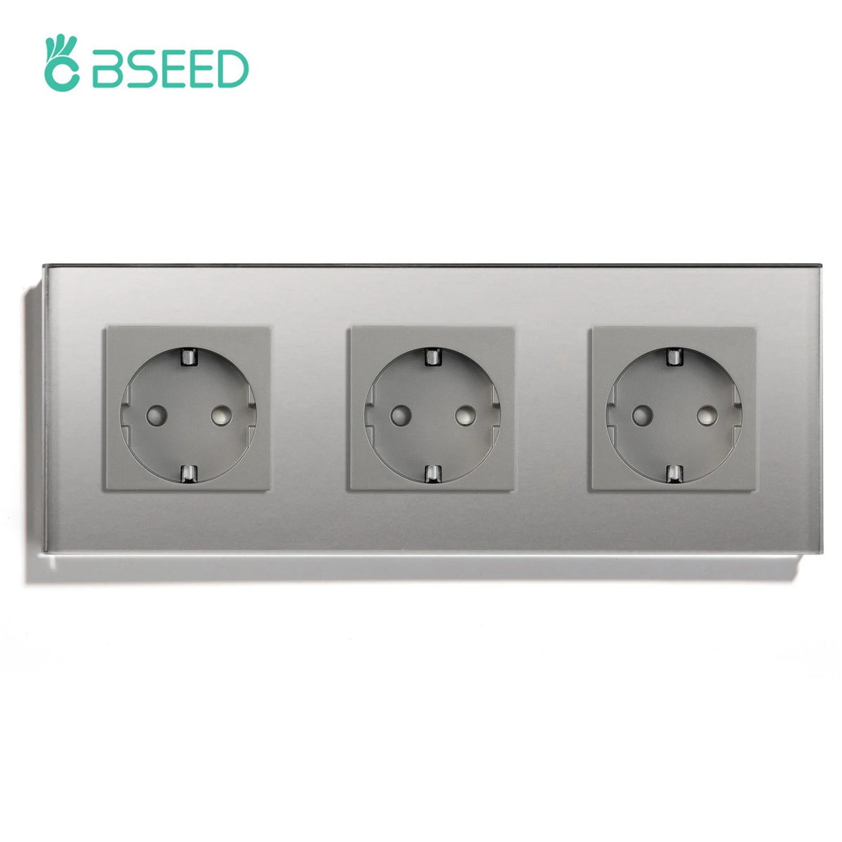 BSEED EU Standard Wall Socket Type C USB Outlet Glass Panel 16A With Kids Protection
