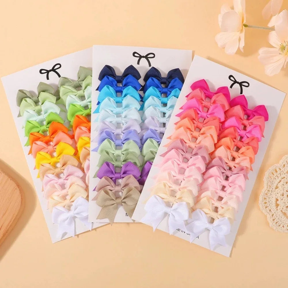24Pcs 2-inch Hair Bows Clips for Girls Classic Ribbon Bowbot Pigtail Hairgrip Kids Hair Accessories Children's Headwear